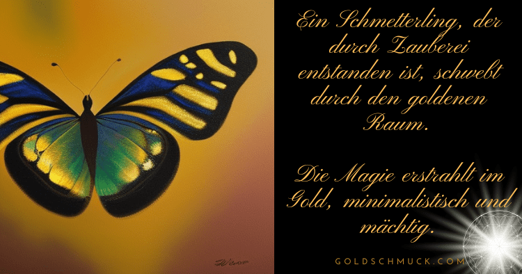 Magie und Goldschmuck - Ein Schmetterling schwebt durch den goldenen Raum.